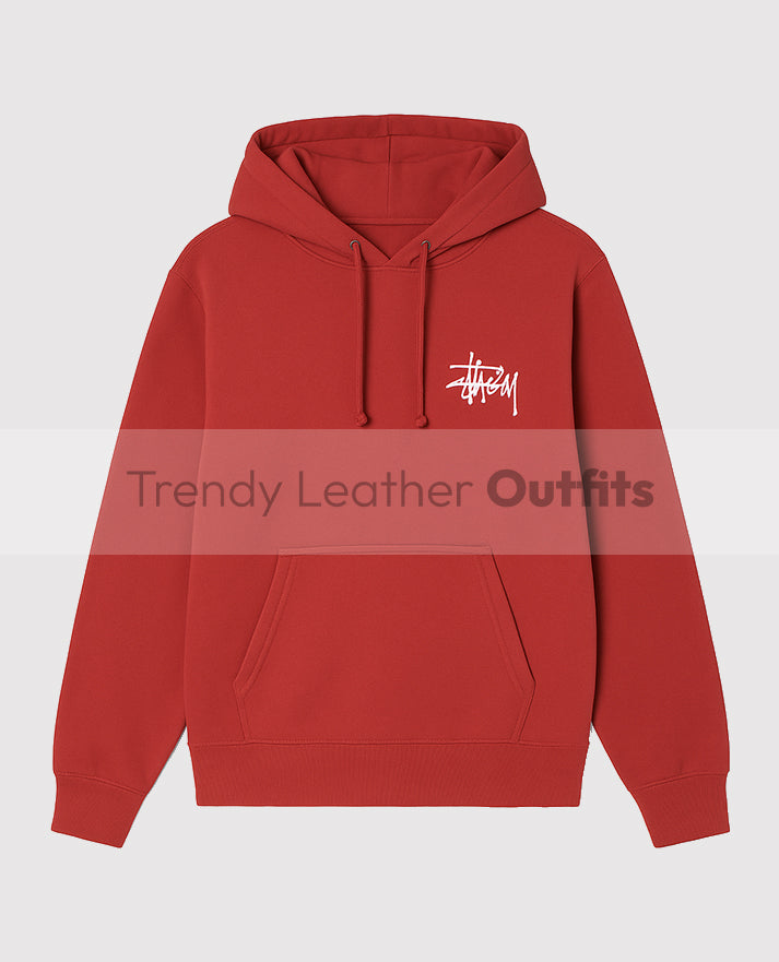 Basic Stussy Red Pullover Hoodie