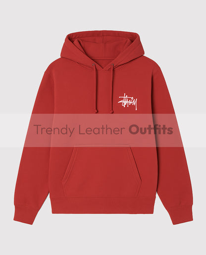Basic Stussy Red Pullover Hoodie