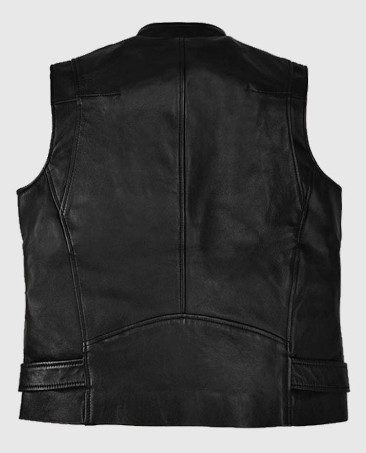 Black Belted Biker Vest with White Highlights