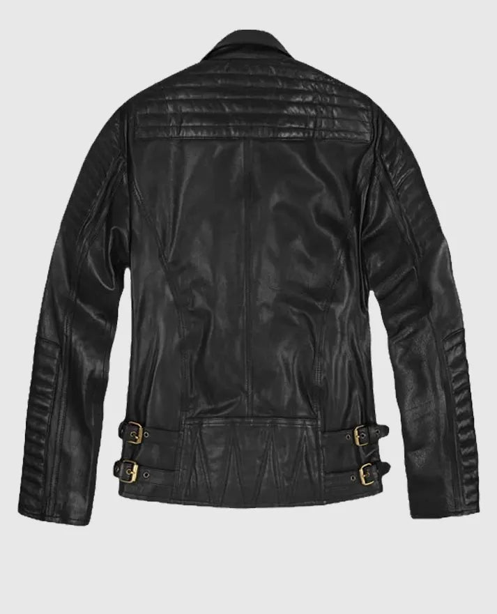  Black Biker Leather Jacket