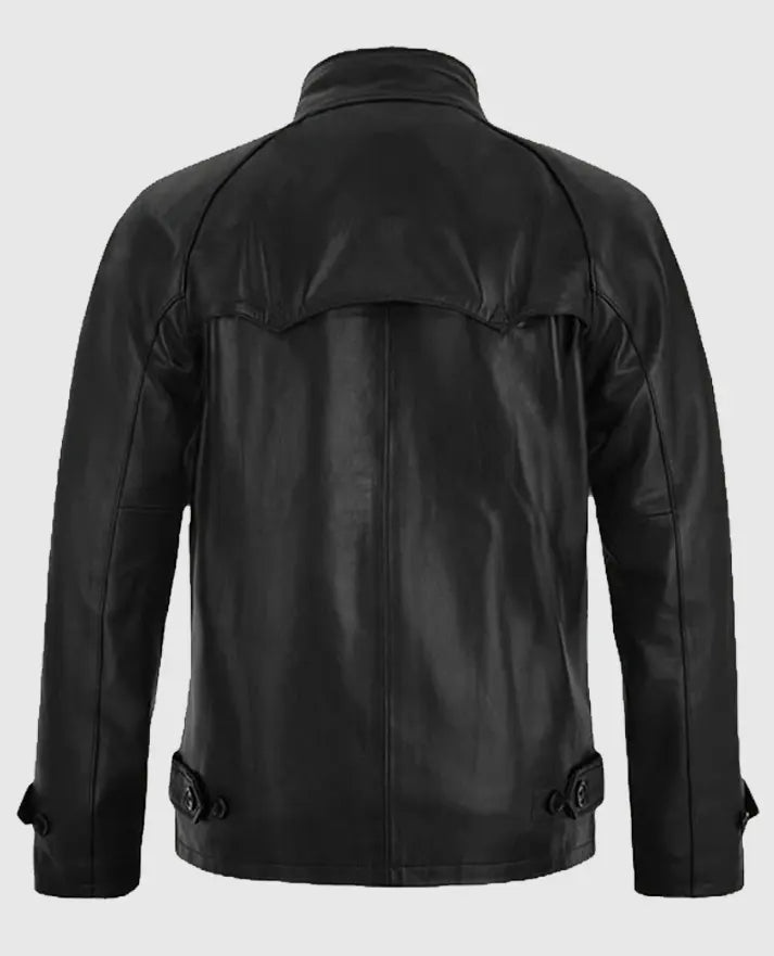  Black Cafe Racer Leather Jacket