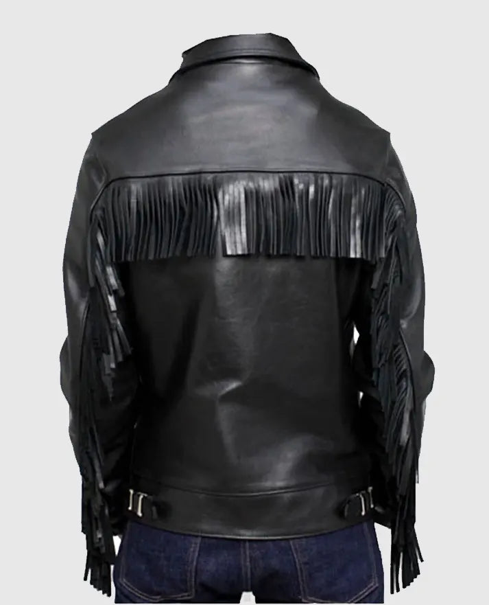 Black Fringe Leather Jacket