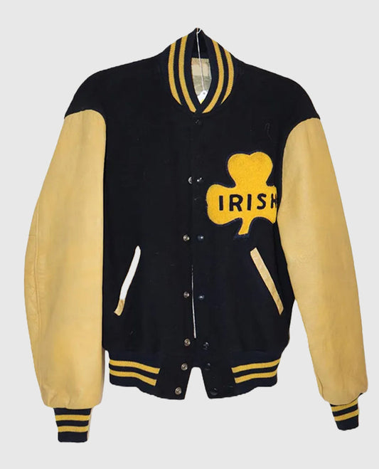 Black Tan Fighting Irish Notre Dame Varsity Jacket