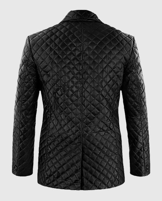 Bocelli Quilted Black Leather Blazer