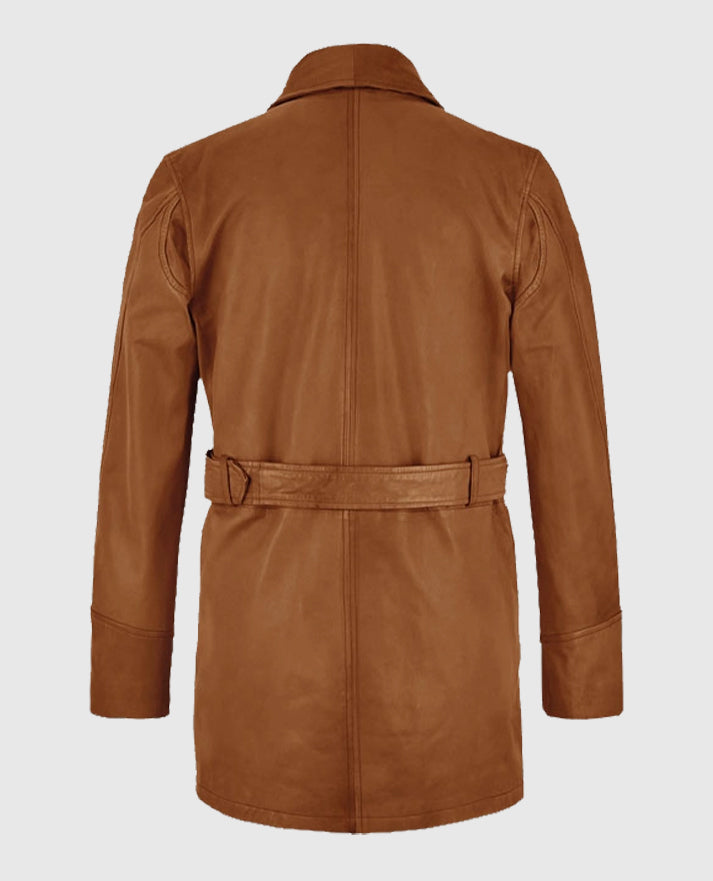 Brad Pitt Legends of the Fall Tan Leather Trench Coat