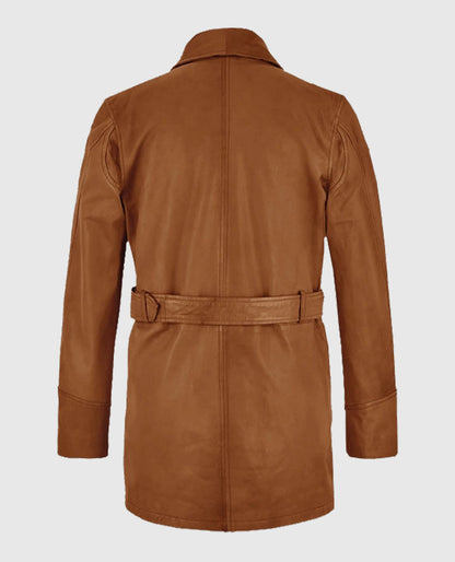 Brad Pitt Legends of the Fall Tan Leather Trench Coat