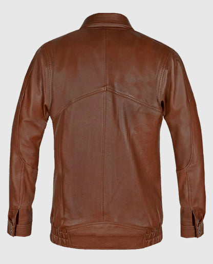  Brown Aviator Bomber Leather Jacket