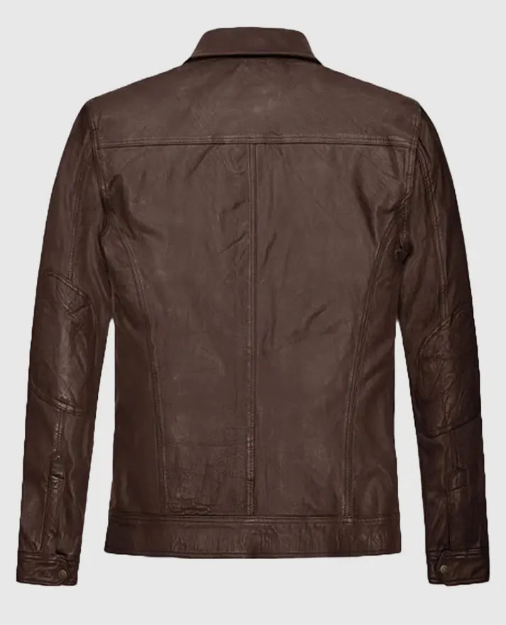  Brown Retro Style Leather Jacket