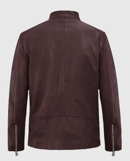 Burgundy Motorad Biker Leather Jacket