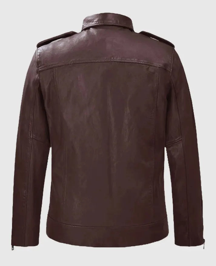 Men's Burgundy Rutland Riding Leather Jacket - second image