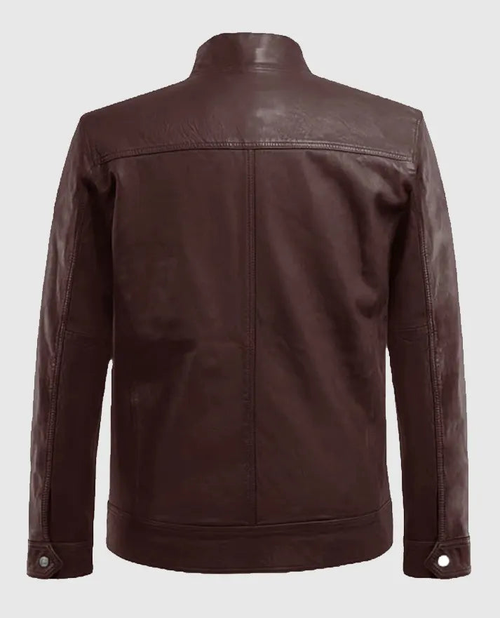 Men's Burgundy Thunder Storm Biker Leather Jacket - second image