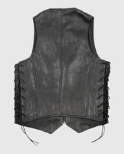 Casual Black Laced Leather Vest