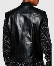 Casual Black Leather Vest