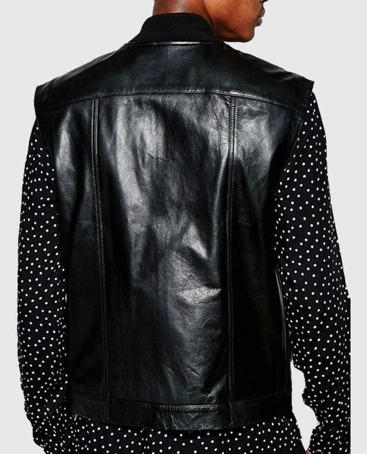 Casual Black Leather Vest