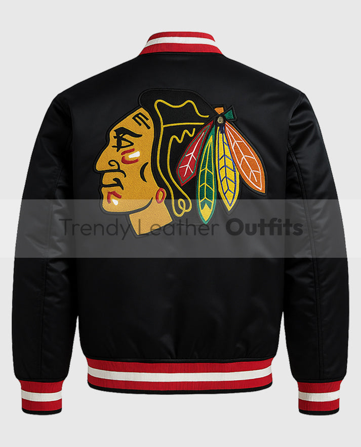 Chicago Blackhawks Starter Black Varsity Jacket