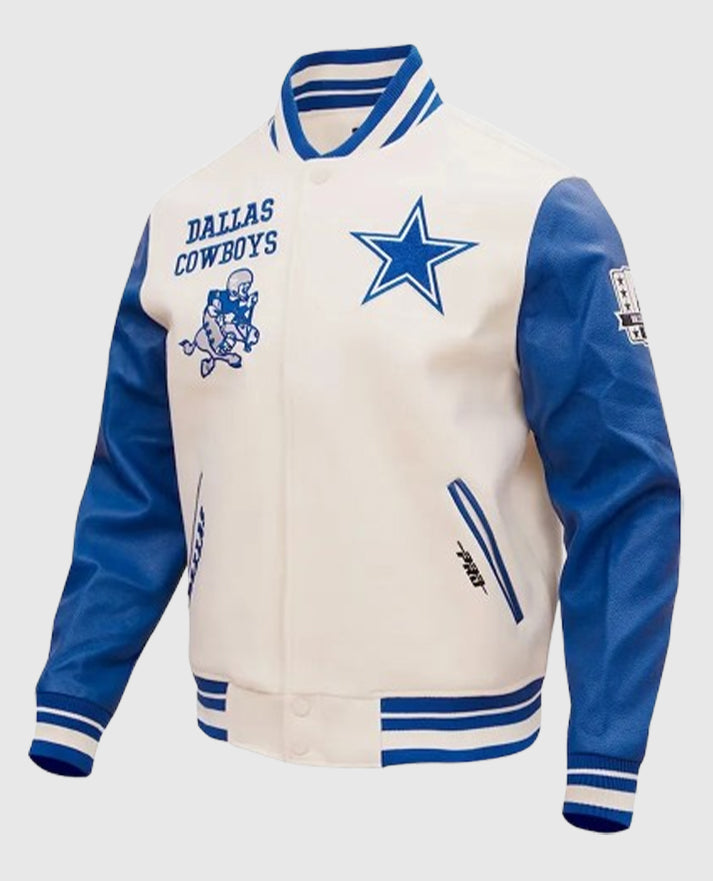Dallas Cowboys Retro Classic Varsity Cream Jacket