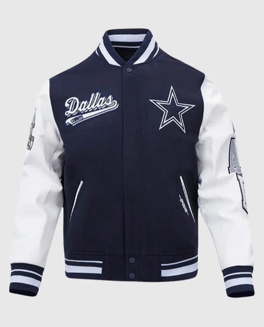 Dallas Cowboys Script Tail Classic Rib Varsity Jacket