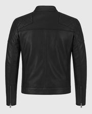 David Beckham Quilted Style Black Leather Motorcycle Jacket