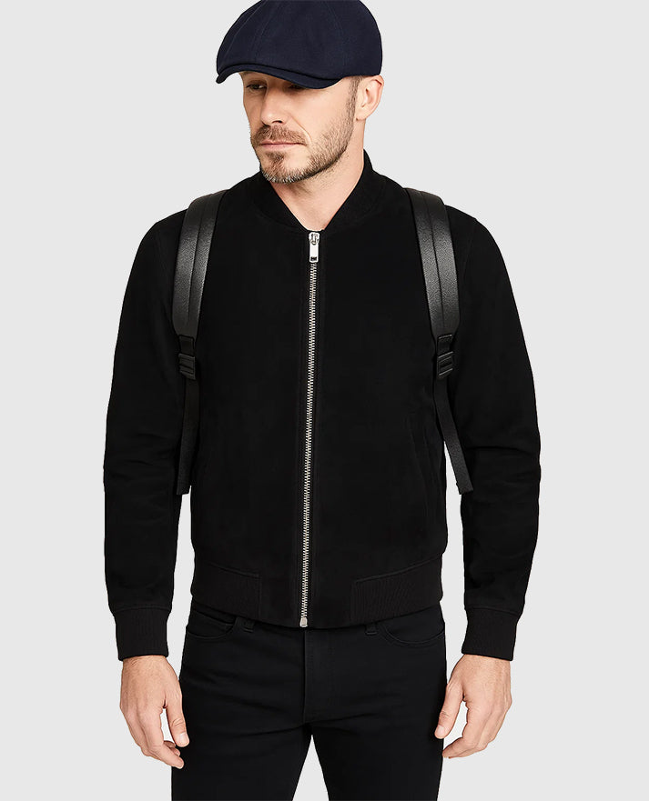 David Beckham Suede Leather  Black Jacket