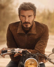 David Beckham Suede Leather Brown Jacket
