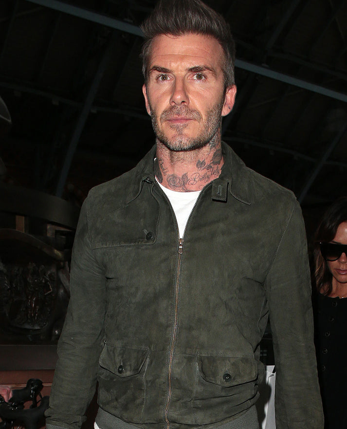 David Beckham Suede Leather Green Jacket
