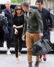 David Beckham in Green Suede Leather Jacket
