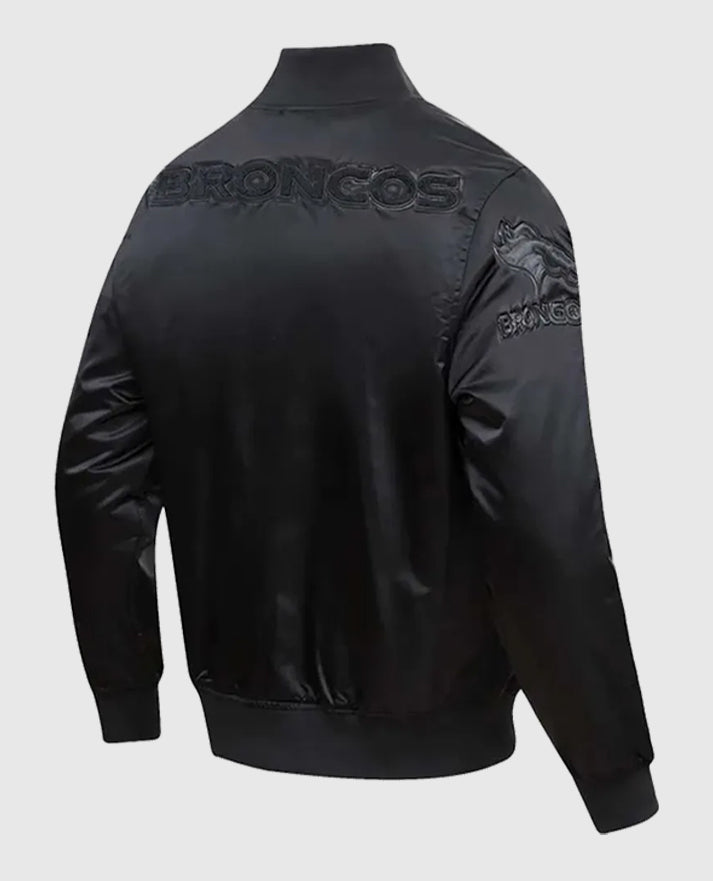 Denver Broncos Triple Black Satin Jacket
