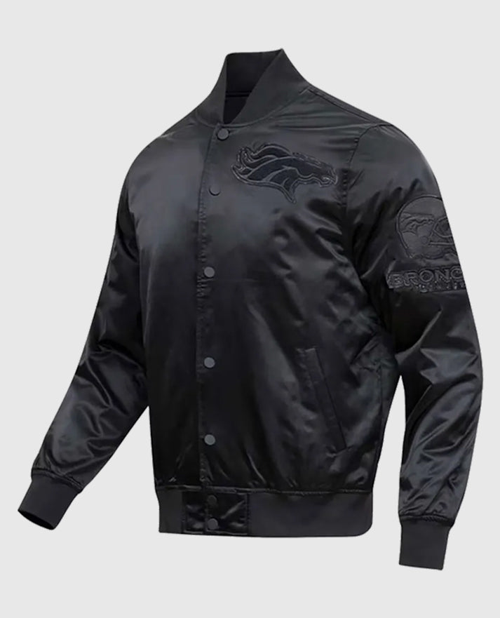Denver Broncos Triple Black Satin Jacket
