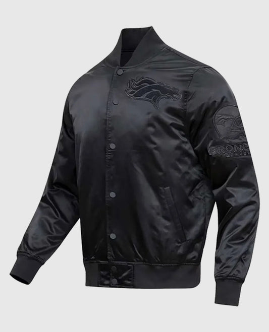 Denver Broncos Triple Black Satin Jacket
