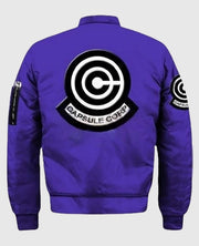 Dragon Ball Z Futuristic Capsule Inc Purple Varsity Jacket