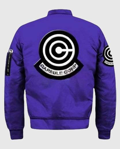Dragon Ball Z Futuristic Capsule Inc Purple Varsity Jacket