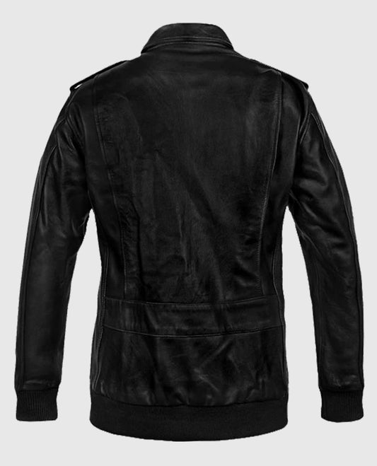  Flight A2 Black Bomber Leather Jacket
