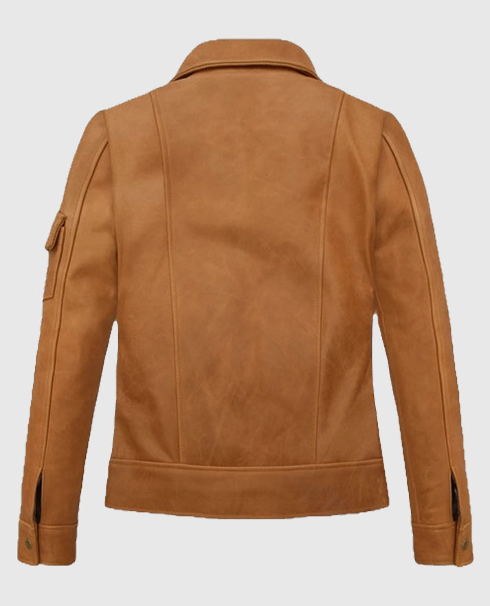  Gigi Hadid Tan Leather Jacket