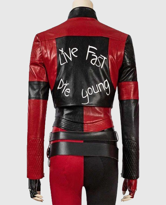 Harley Quinn Live Fast Die Clown red Jacket
