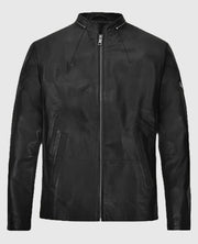 Ian Somerhalder Black Leather Biker Jacket
