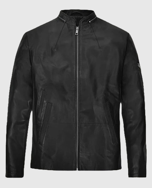 Ian Somerhalder Black Leather Biker Jacket