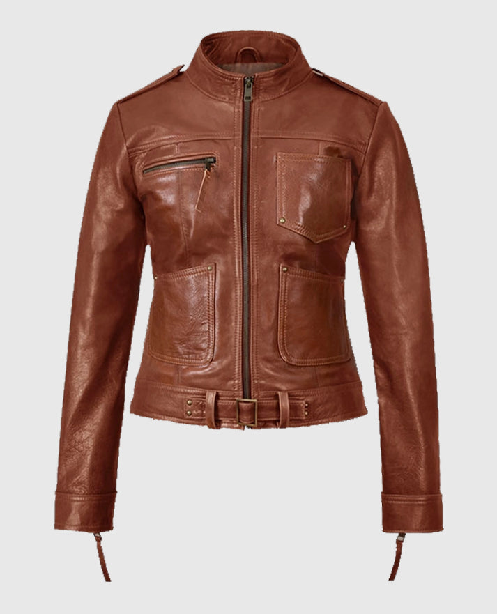 Jennifer Morrison Once Upon A Time Emma Swan Brown Leather Jacket - second image