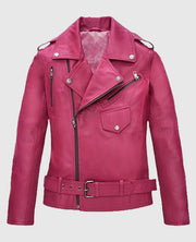 Jessica Alba Leather Pink Jacket