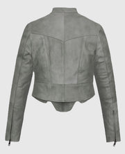 Julia Fox Leather Gray Jacket