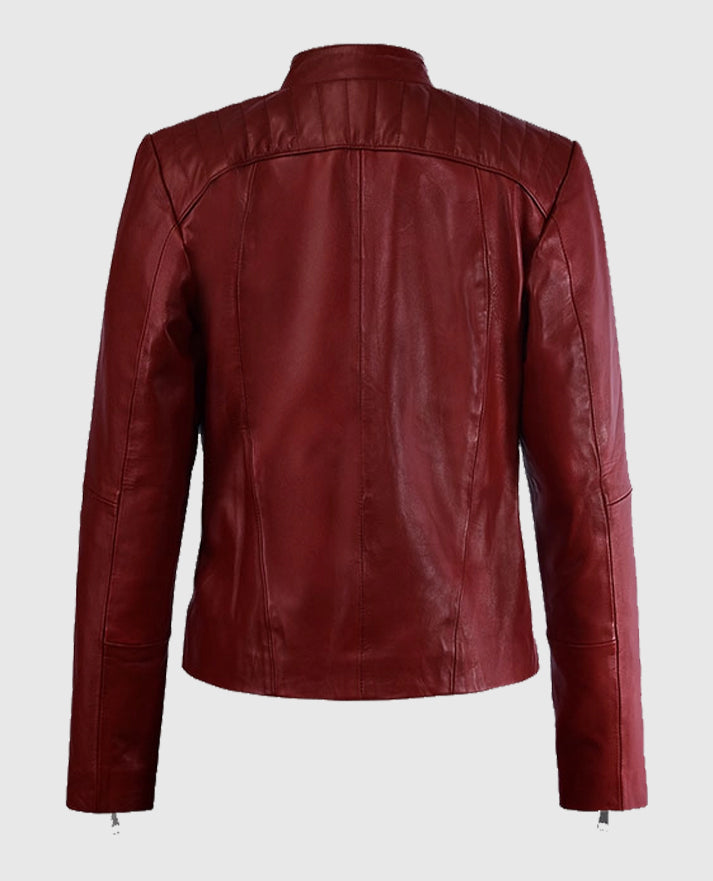 Kaya Scodelario Resident Evil Death Island Red Leather Biker Jacket