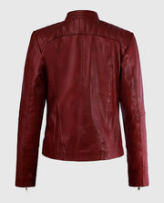 Kaya Scodelario Resident Evil Death Island Red Leather Biker Jacket