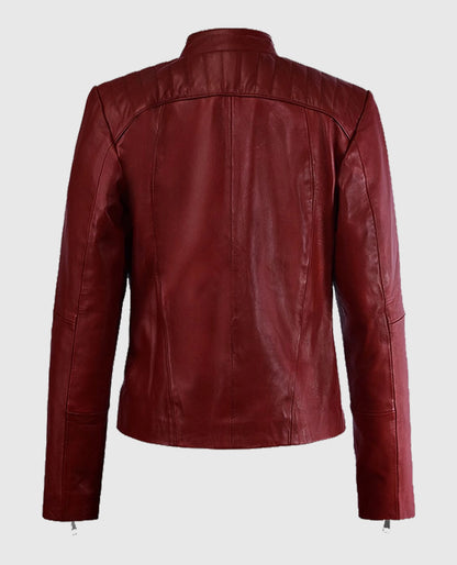 Kaya Scodelario Resident Evil Death Island Red Leather Biker Jacket