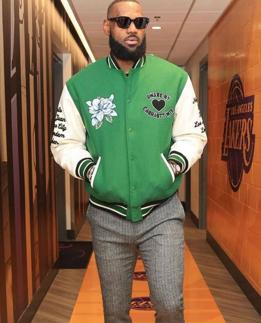 LeBron James Green And White Bomber Jacket
