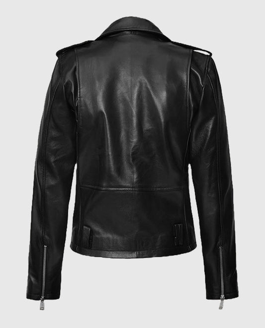 Lucy Hale Black Leather Biker Jacket