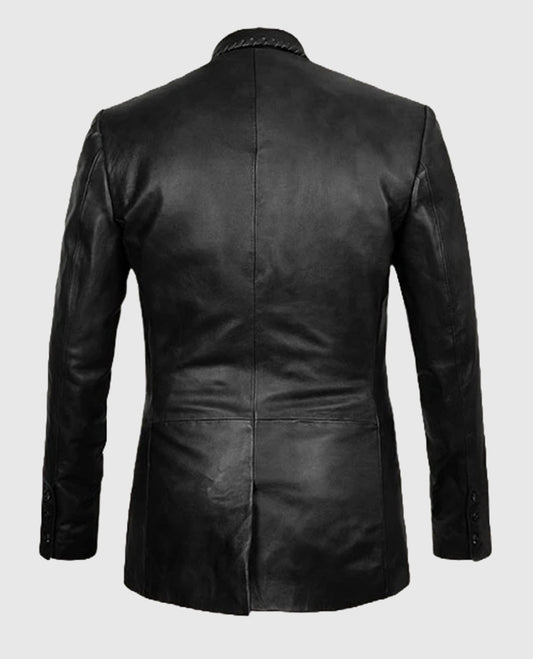 Medieval Black Leather Blazer For Men
