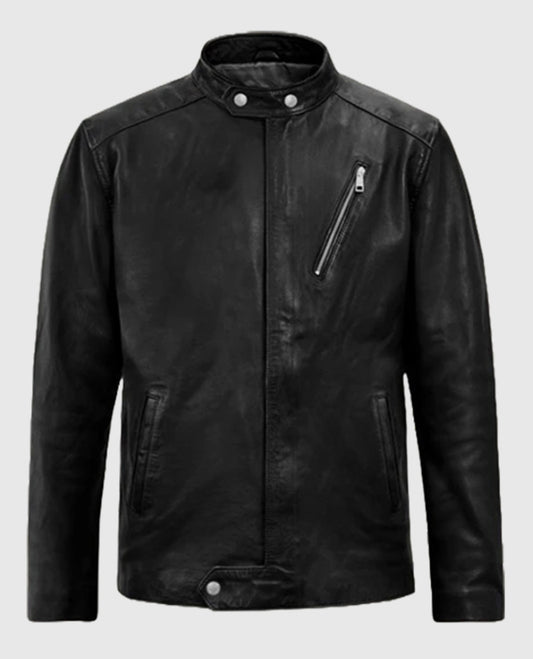 Men's Black Motorad Biker Leather Jacket