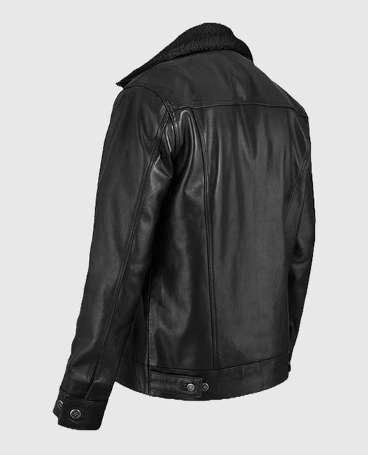 Men's Black Sherpa  Leather Jacket