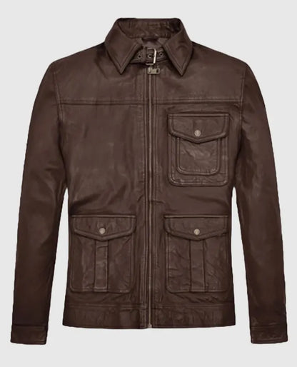 Men's Brown Retro Style Leather Jacket