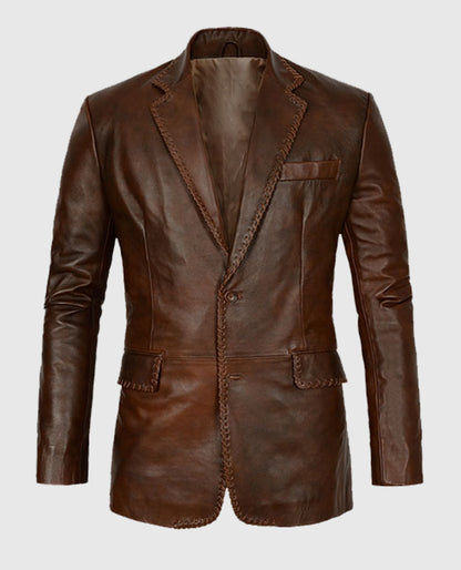 Men's Brown Spanish Medieval Leather Blazer