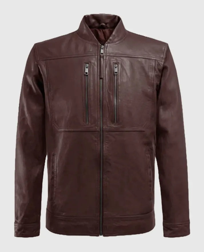 Men's Burgundy Thunder Storm Biker Leather Jacket